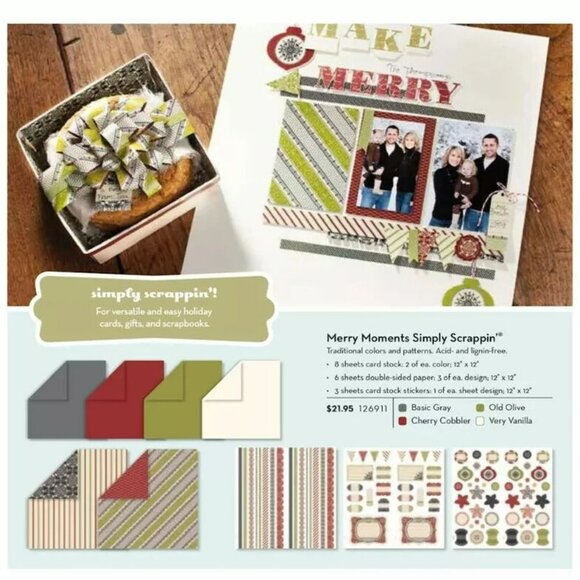 Stampin Up Merry Moments Simply Scrappin Kit Card Making Scrapbook DSP - Picture 1 of 8